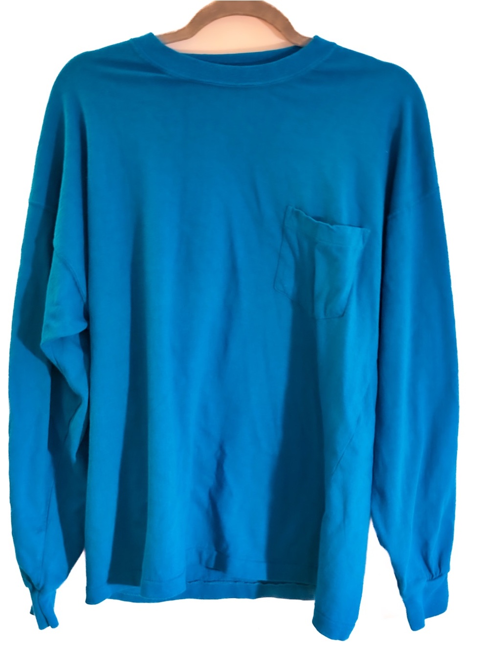 Basic Gear Long Sleeve Pocket Tee Blue Large Soft Cotton Unisex Minimalist Shirt